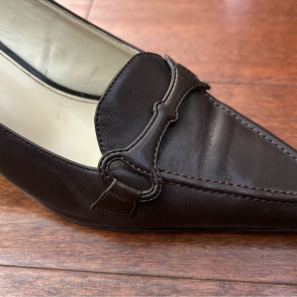 Antonio Melani Brown 90s Style Pointed Square Toes Women's Spool Heels, Size 7 - Picture 10 of 16